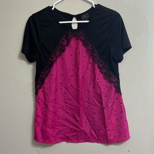 Pink and black lace dress shirt
